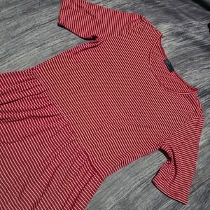 GAP Red‎ White Striped Drop Waist Midi Dress Size Small
